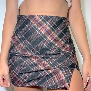 FashionNova plaid skirt with side slit